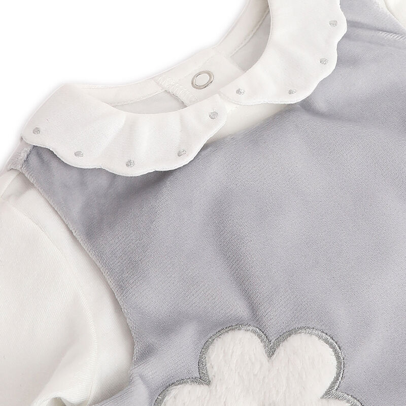 Girls Light Grey Applique T-shirt with Dress image number 4